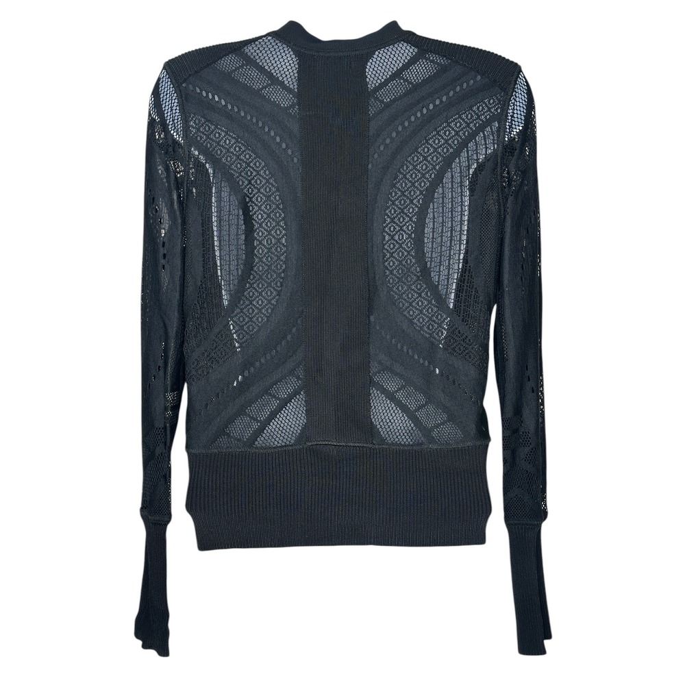 VTG Cache Cardigan Medium Black Sheer Lace Mesh V-Neck Button Front L/S Y2K 90s - Picture 3 of 8